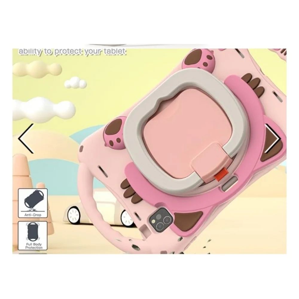 iPad Premium Case Silicone Shockproof Pink Cat